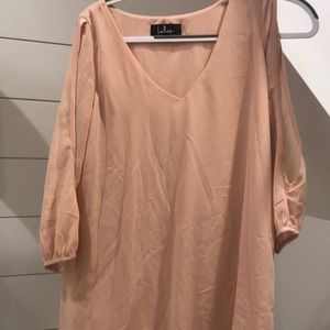 SHIFTING DEARS BLUSH PINK LONG SLEEVE DRESS